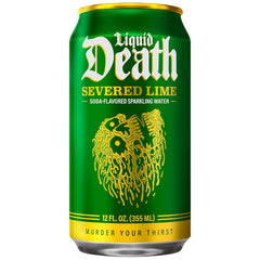 Liquid Death Soda-Flavored Sparkling Water - Severed Lime (Classic Lime Soda), Less Sugar*, Huge Flavor, No Artificial Sweeteners, King Size 19.2 Fl Oz (Pack of 12)