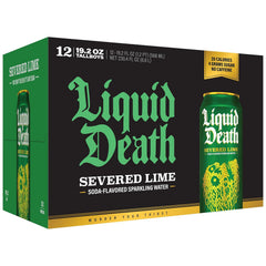 Liquid Death Soda-Flavored Sparkling Water - Severed Lime (Classic Lime Soda), Less Sugar*, Huge Flavor, No Artificial Sweeteners, King Size 19.2 Fl Oz (Pack of 12)