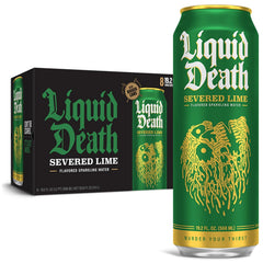 Liquid Death Soda-Flavored Sparkling Water - Severed Lime (Classic Lime Soda), Less Sugar*, Huge Flavor, No Artificial Sweeteners, King Size 19.2 Fl Oz (Pack of 12)