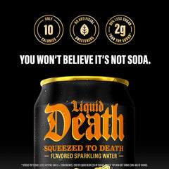 Liquid Death Soda-Flavored Sparkling Water - Severed Lime (Classic Lime Soda), Less Sugar*, Huge Flavor, No Artificial Sweeteners, King Size 19.2 Fl Oz (Pack of 12)