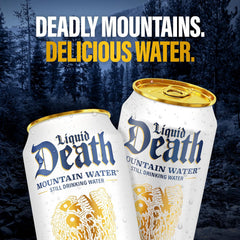 Liquid Death Sparkling Mountain Water, Real Mountain Source, Ice-Cold Cans, Infinitely Recyclable, 12 Fl Oz (Pack of 12)