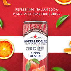 Sanpellegrino Zero Grams Added Sugar Pomegranate & Orange Italian Sparkling Drink, 24 Pack Of 11.15 Fl Oz Cans, Sanpellegrino Italian Sparkling Drinks, Low-Calorie Fruit Juice Beverages