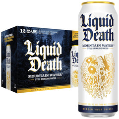 Liquid Death Sparkling Mountain Water, Real Mountain Source, Ice-Cold Cans, Infinitely Recyclable, 12 Fl Oz (Pack of 12)