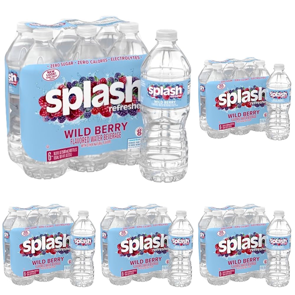 Splash Blast Water, Wild Berry, 16.9 Fl Oz | 30 Pack | Plastic Bottle