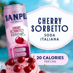 Sanpellegrino Soda Italiana Cherry Sorbetto Italian Sparkling Drink, 0g Added Sugar, Real Fruit Juice, Italian Soda Sparkling Beverage, 24-Pack