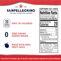 Sanpellegrino Zero Grams Added Sugar Pomegranate & Orange Italian Sparkling Drink, 24 Pack Of 11.15 Fl Oz Cans, Sanpellegrino Italian Sparkling Drinks, Low-Calorie Fruit Juice Beverages