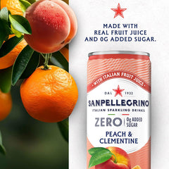 Sanpellegrino Zero Grams Added Sugar Italian Sparkling Drinks, Sparkling Peach Clementine Beverage, 11.15 Fl Oz (Pack of 24)